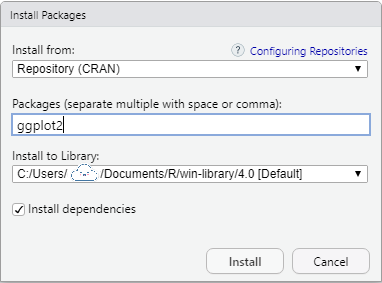 Install new packages in RStudio