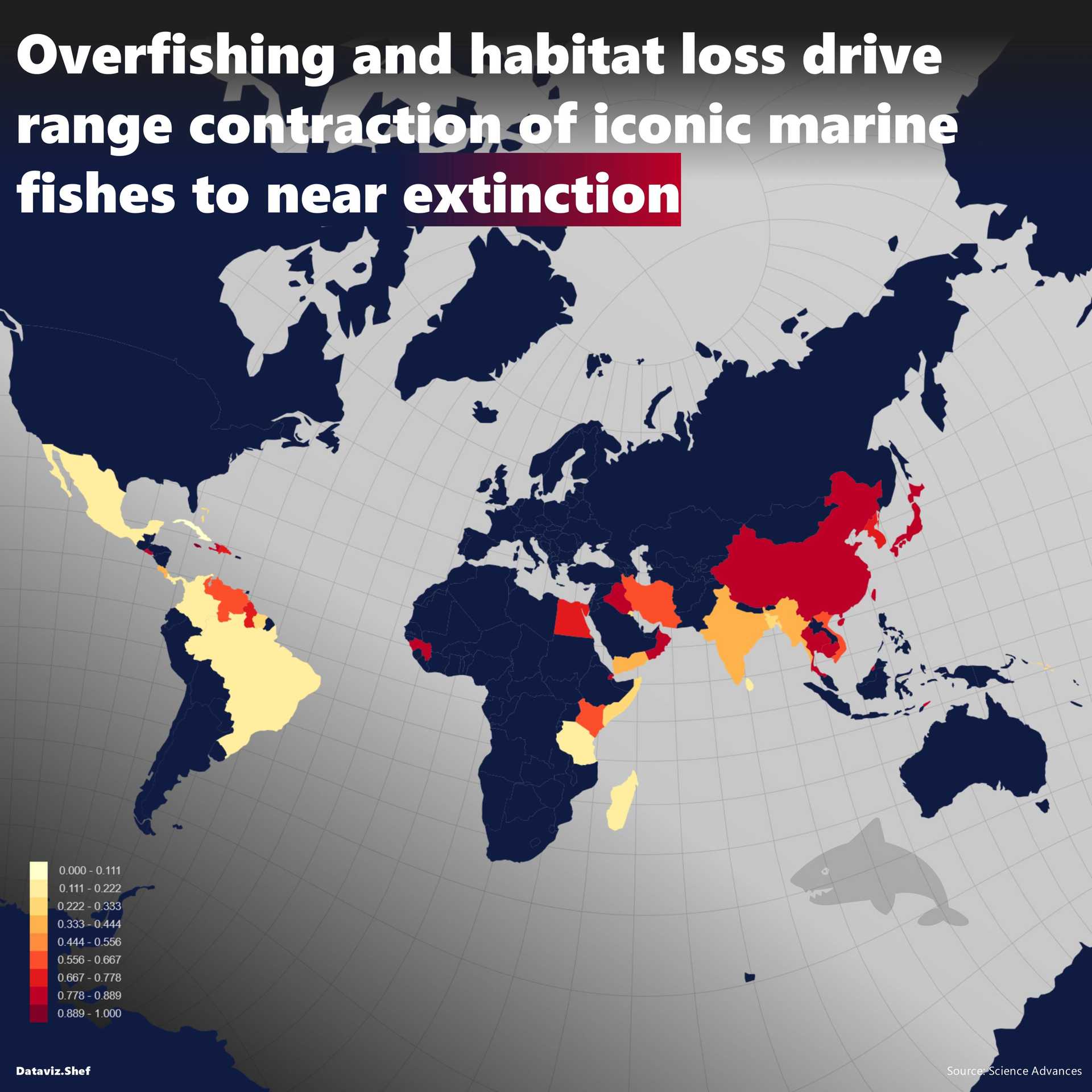 Visualisation: Overfishing and habitat loss drive range contraction of iconic marine fishes to near extinction